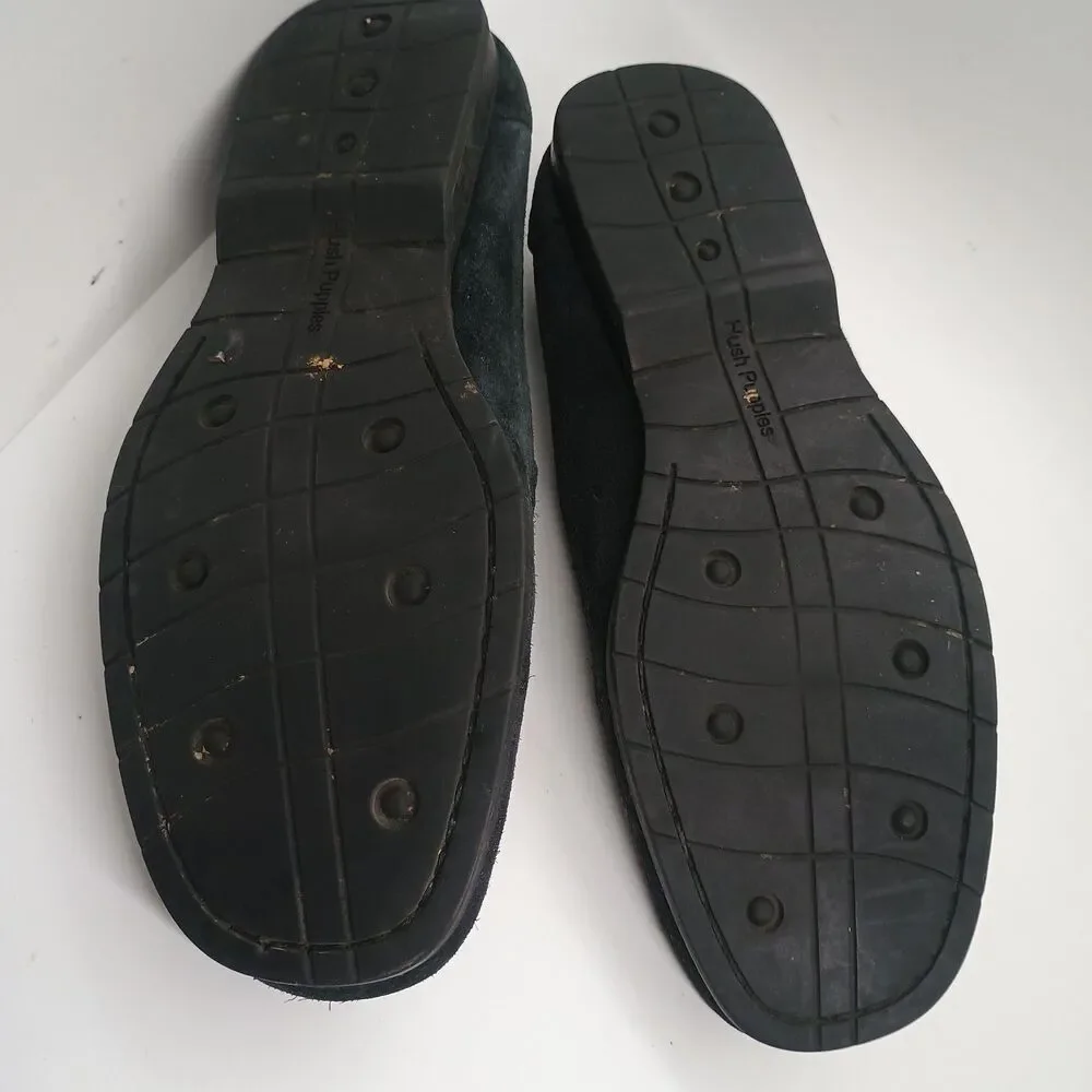 Hush Puppies Roadster Black Suede Loafers Mens 9 M Driving Mocs